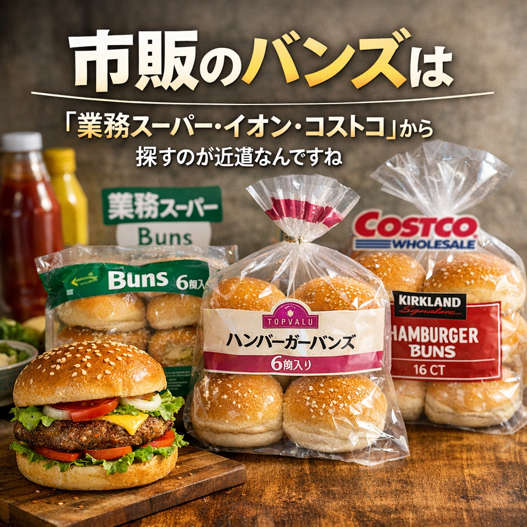 市販のバンズは「業務スーパー・イオン・コストコ」から探すのが近道なんですね