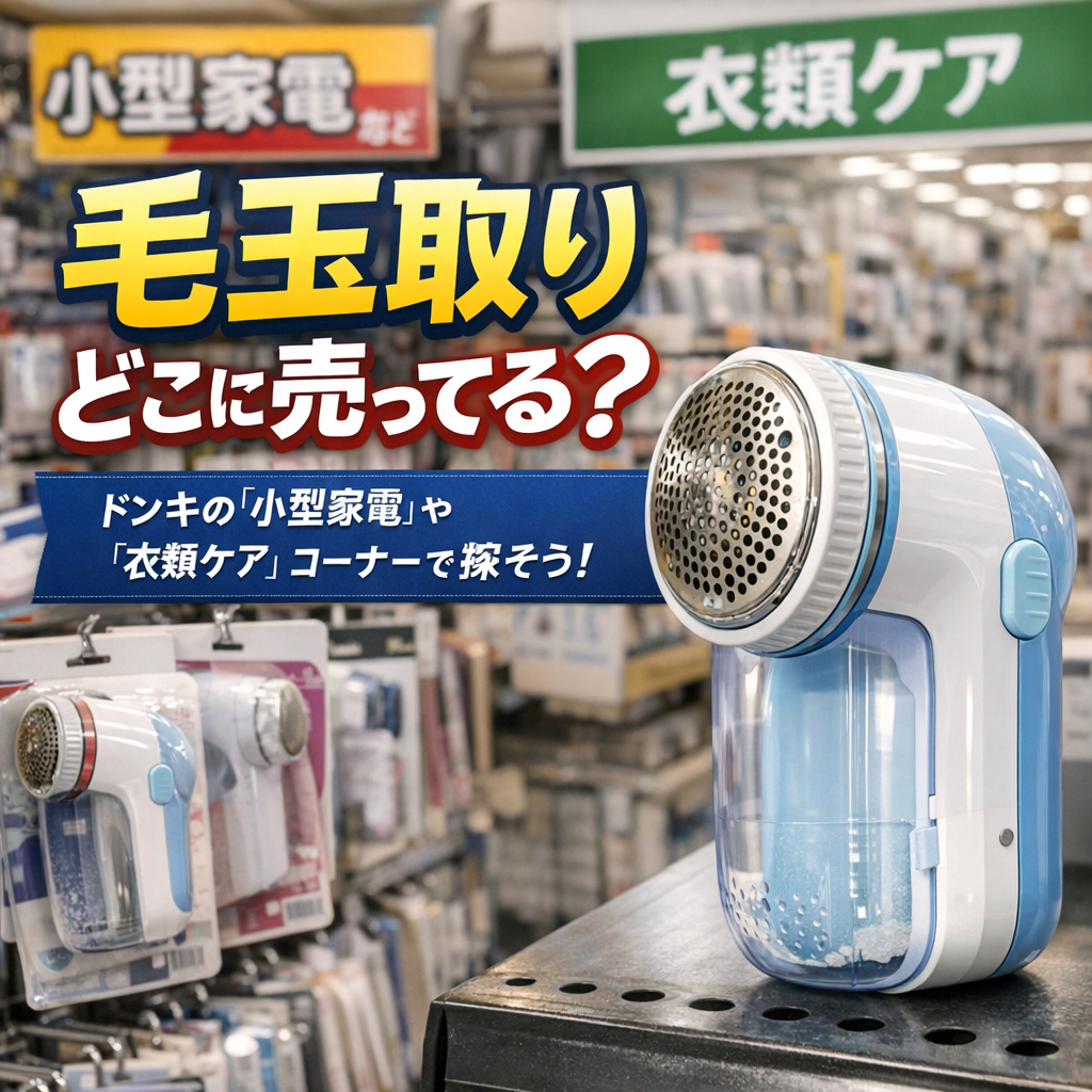 ドンキの毛玉取り器は「小型家電」と「衣類ケア」付近にあることが多いんです
