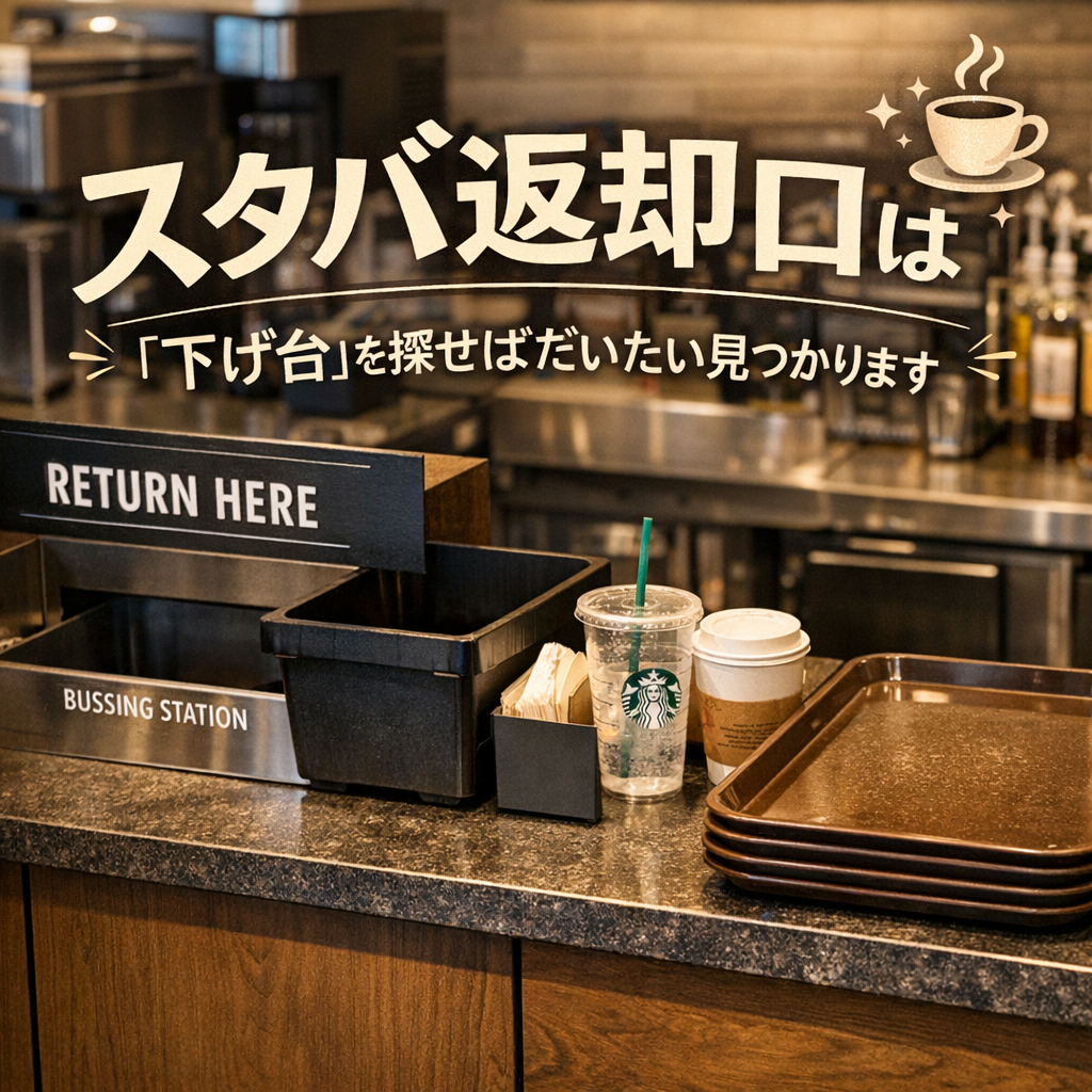 スタバ返却口は「下げ台」を探せばだいたい見つかります