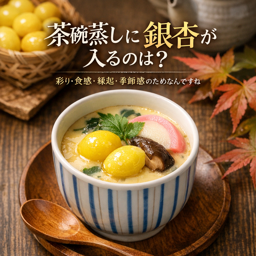 茶碗蒸しに銀杏が入るのは「彩り・食感・縁起・季節感」のためなんですね
