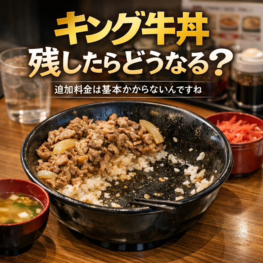 すき家キング牛丼残したら、追加料金は基本かからないんですね