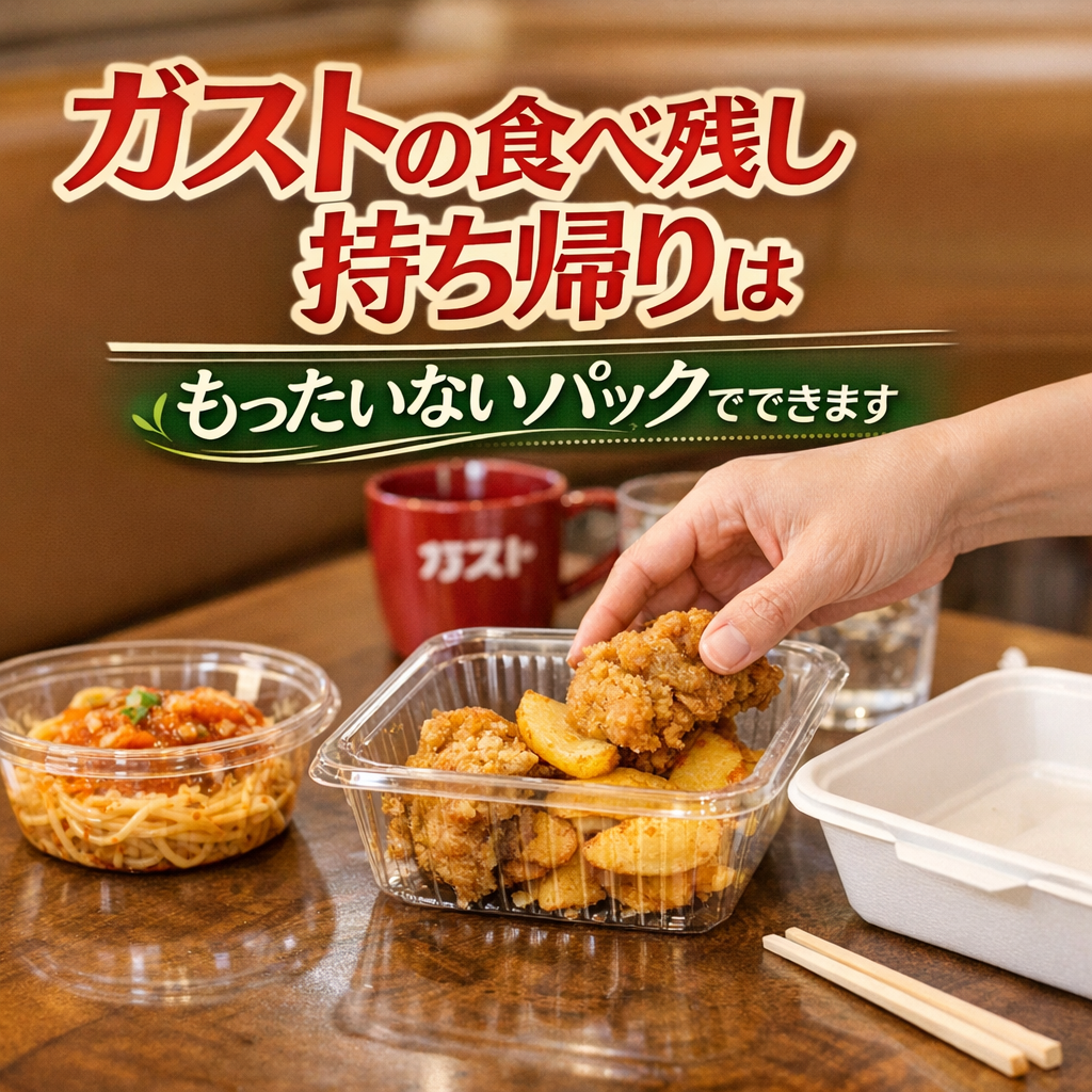 ガストの食べ残し持ち帰りは「もったいないパック」でできます
