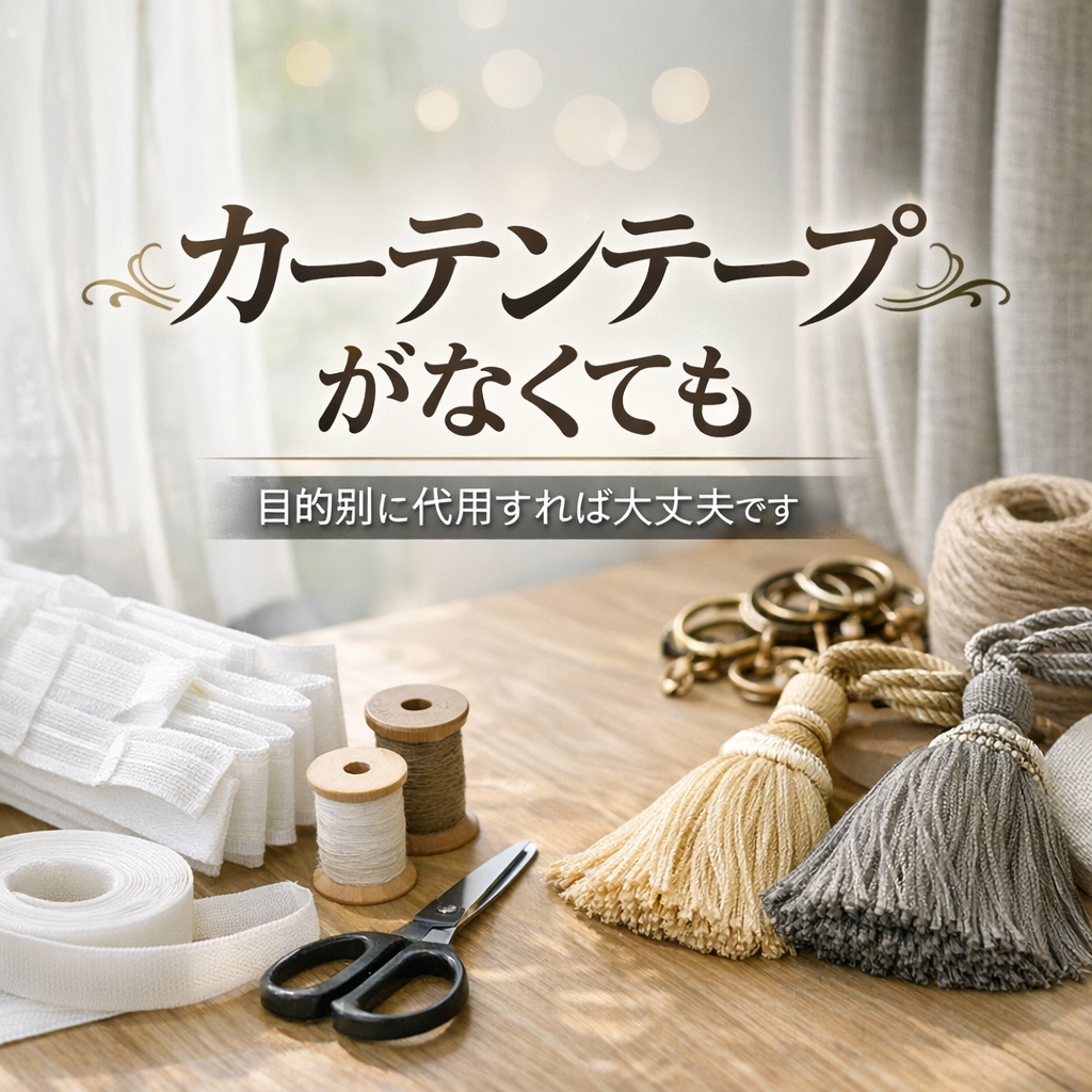 カーテンテープがなくても、目的別に代用すれば大丈夫です
