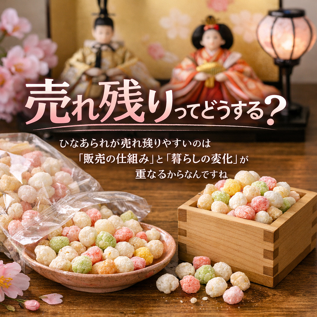 ひなあられが売れ残りやすいのは「販売の仕組み」と「暮らしの変化」が重なるからなんですね