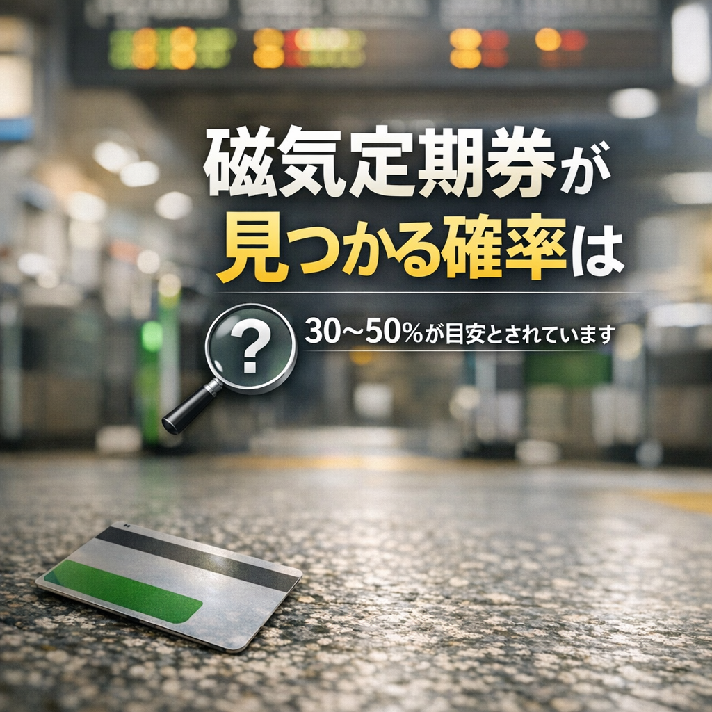 磁気定期券が見つかる確率は30〜50%が目安とされています