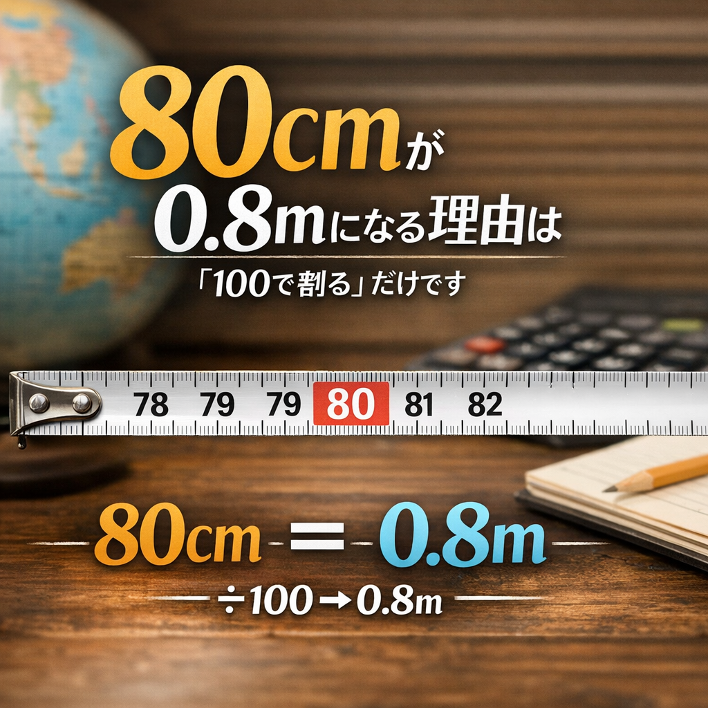 80cmが0.8mになる理由は「100で割る」だけです