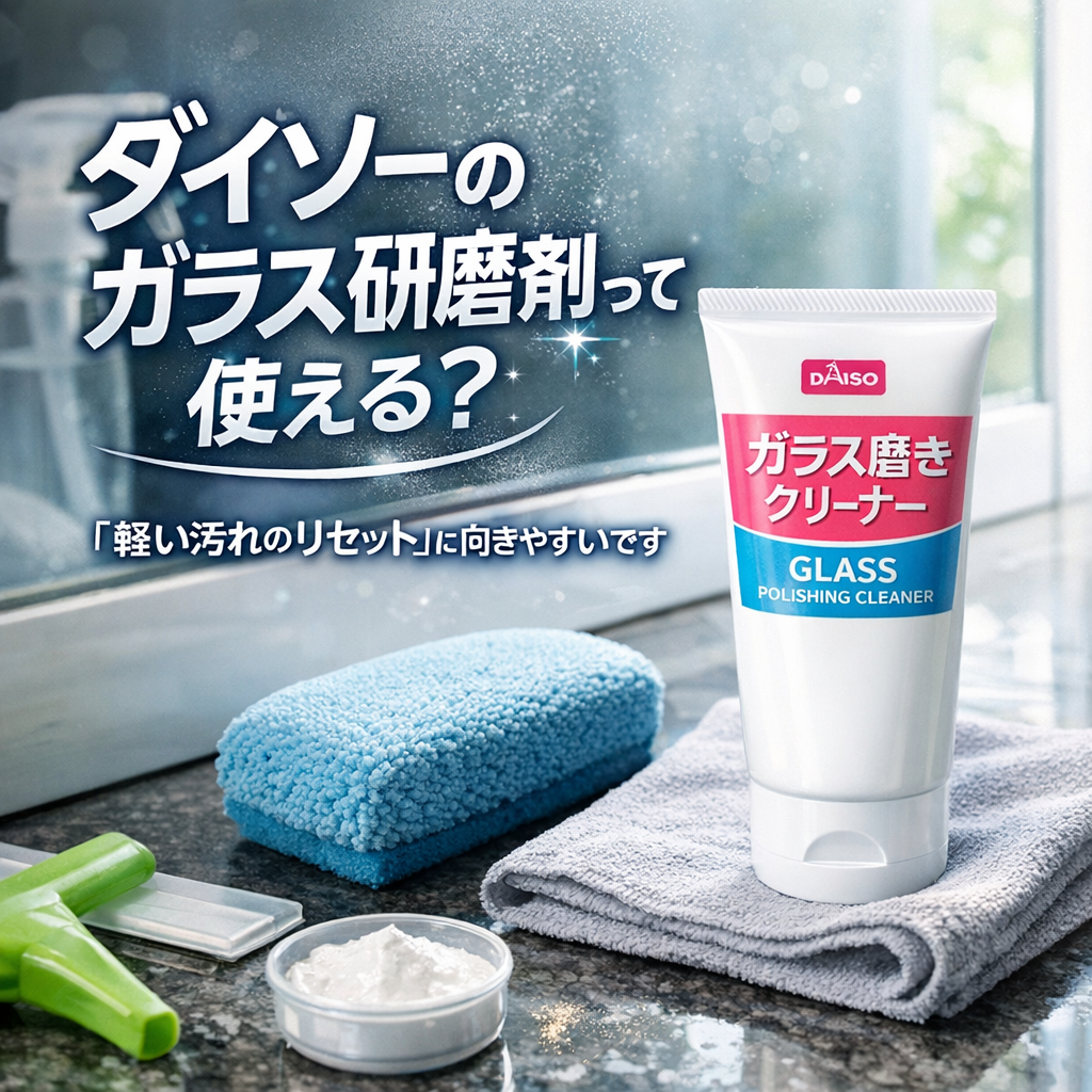 ダイソーのガラス研磨剤は「軽い汚れのリセット」に向きやすいです