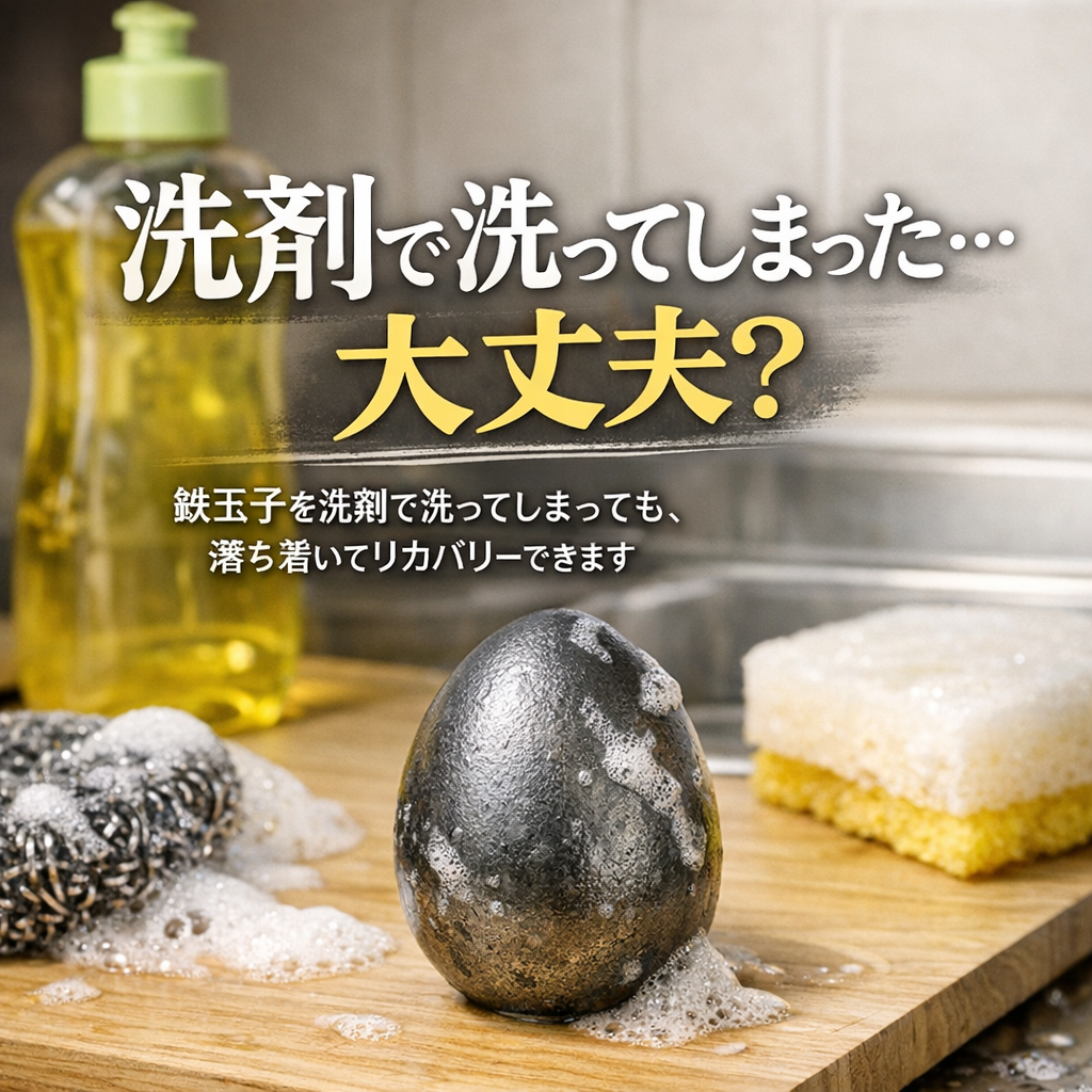 鉄玉子を洗剤で洗ってしまっても、落ち着いてリカバリーできます
