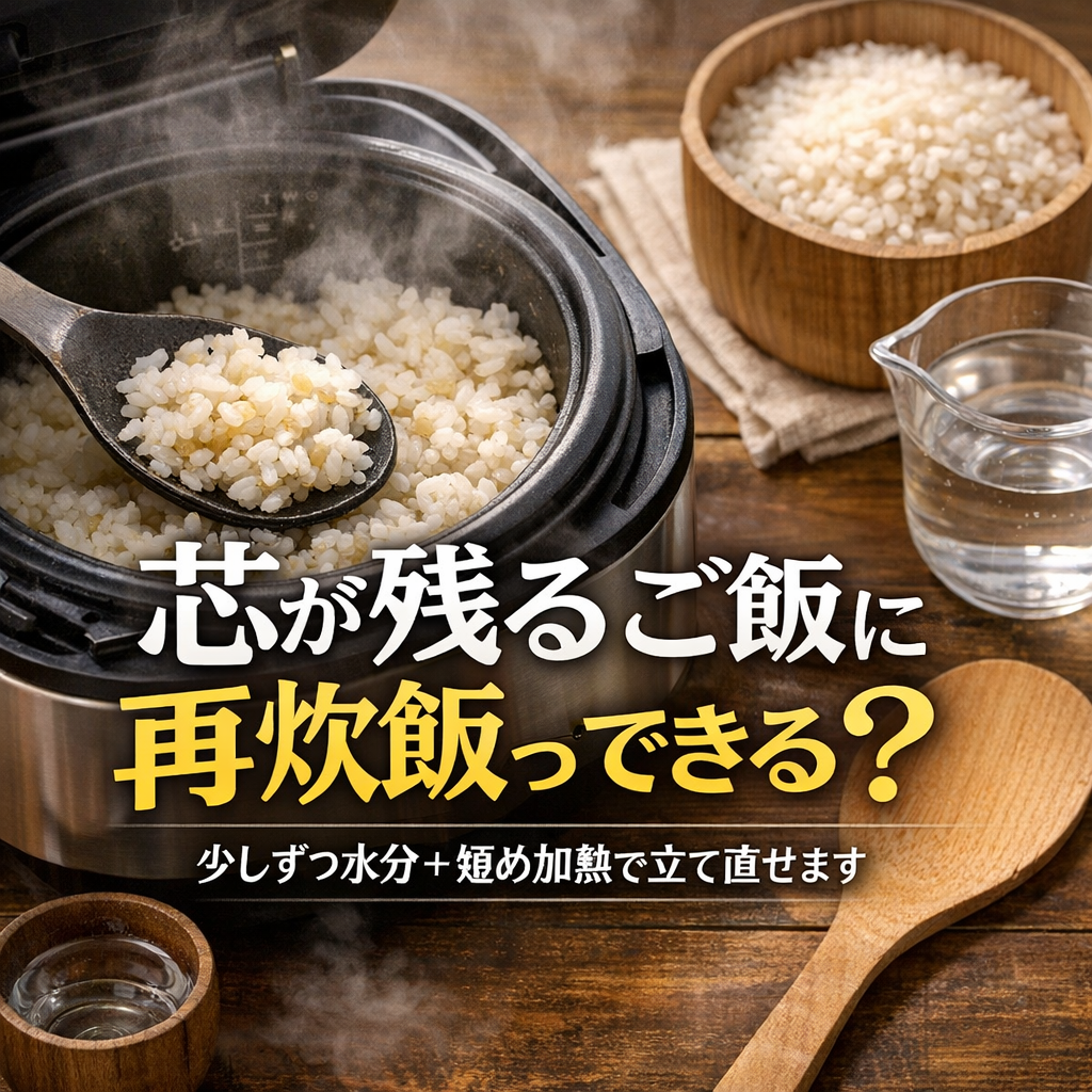 芯が残るときは「少しずつ水分＋短め加熱」で立て直せます