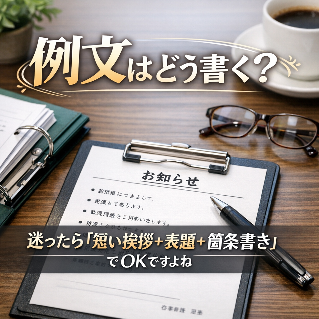 迷ったら「短い挨拶＋表題＋箇条書き」でOKですよね