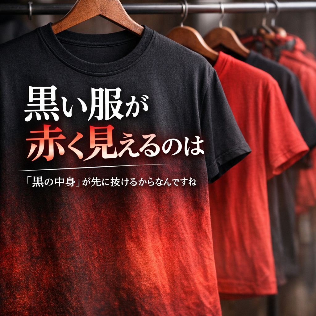 黒い服が赤く見えるのは「黒の中身」が先に抜けるからなんですね