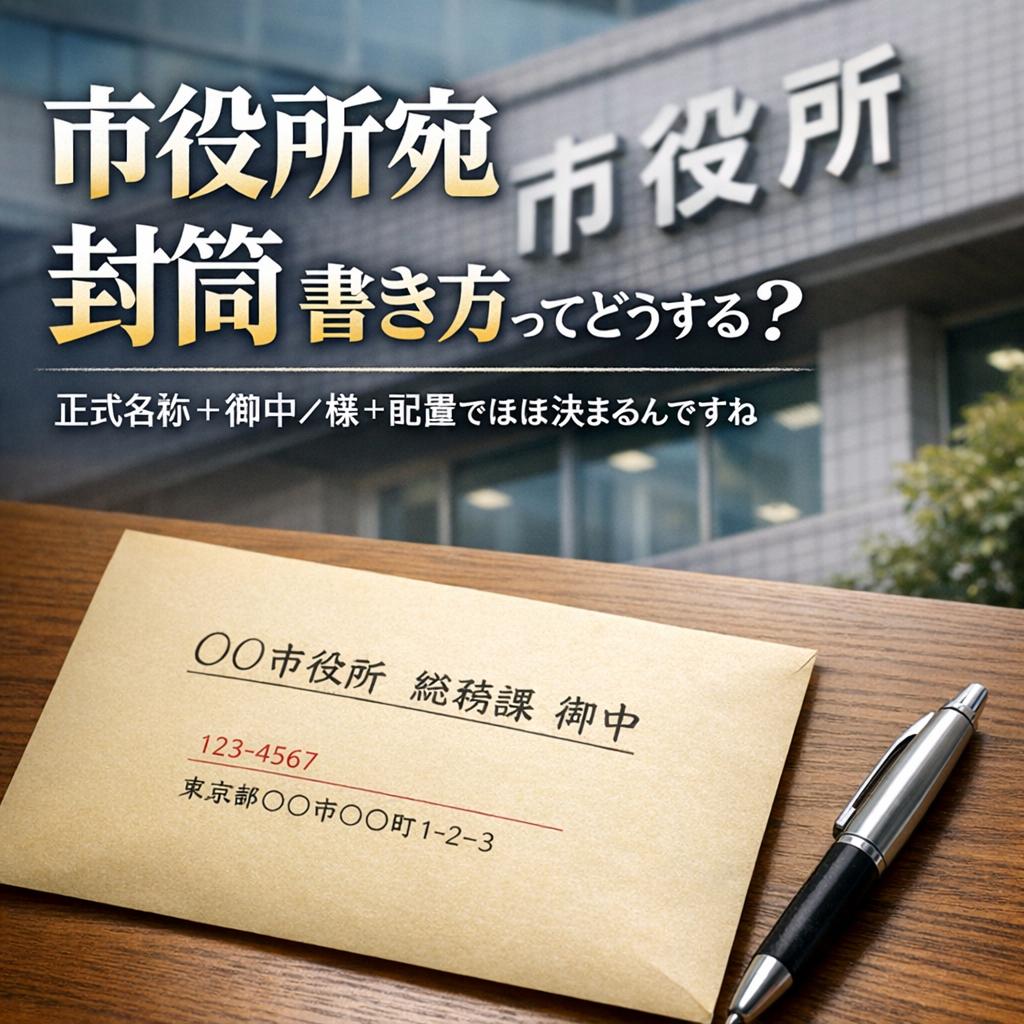 市役所宛ては「正式名称＋御中/様＋配置」でほぼ決まるんですね