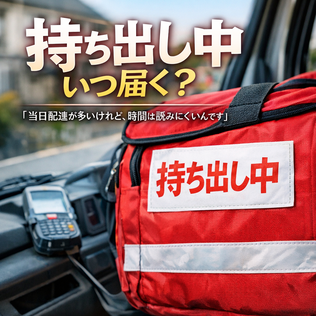 「持ち出し中」は当日配達が多いけれど、時間は読みにくいんです