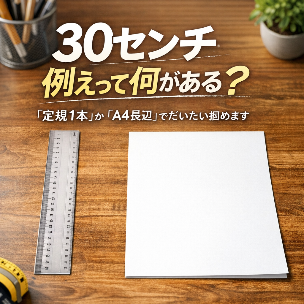 30cmは「定規1本」か「A4長辺」でだいたい掴めます