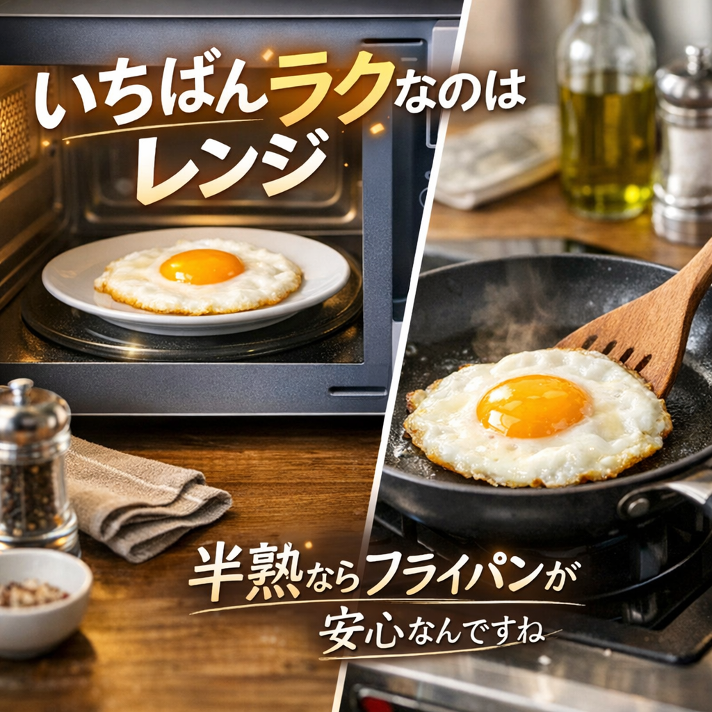 いちばんラクなのはレンジ、半熟ならフライパンが安心なんですね